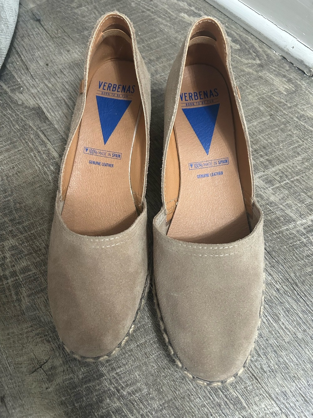 Verbenas Spain Suede Espadrille Wedge Shoes Taupe EU 41